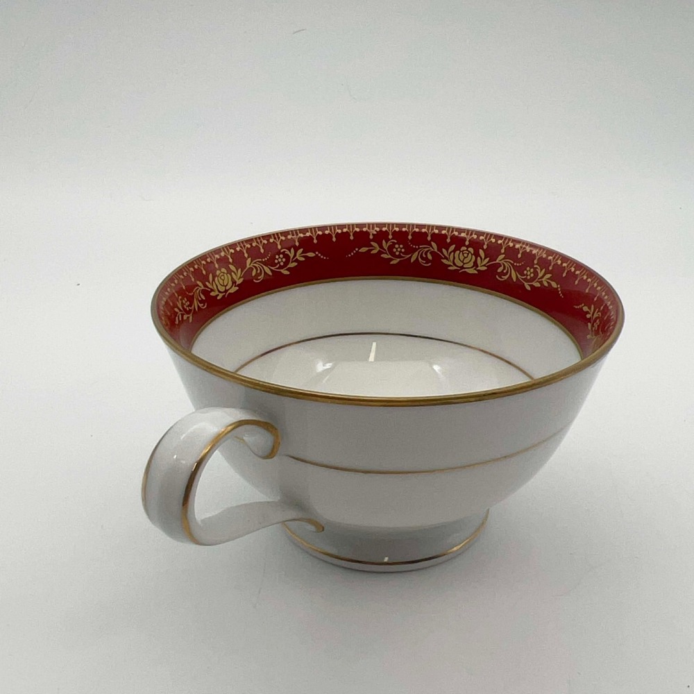 Noritake Goldhill 6613 Bone China Teacup Red Floral‎ Gold Trim Japan EUC